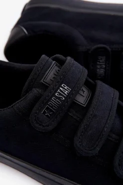 New Big Star Shoes Męskie Klasyczne Materiałowe Tenisówki Na Rzepy Big Star LL174631 Czarne