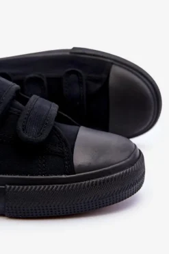 New Big Star Shoes Męskie Klasyczne Materiałowe Tenisówki Na Rzepy Big Star LL174631 Czarne