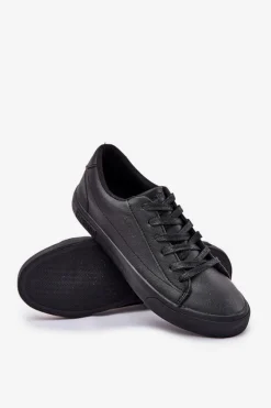 New Big Star Shoes Męskie Klasyczne Niskie Trampki Z Eko Skóry Big Star NN174252 Czarne Czarny