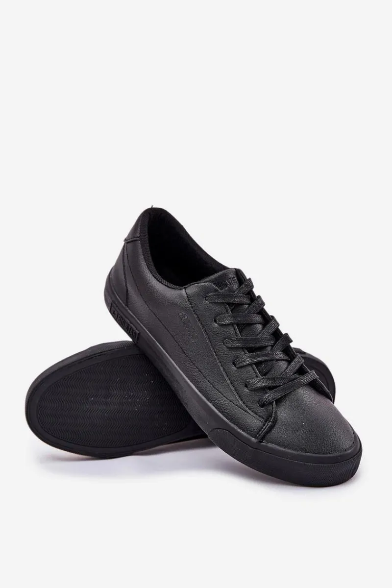 New Big Star Shoes Męskie Klasyczne Niskie Trampki Z Eko Skóry Big Star NN174252 Czarne Czarny