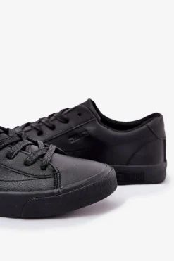 New Big Star Shoes Męskie Klasyczne Niskie Trampki Z Eko Skóry Big Star NN174252 Czarne Czarny