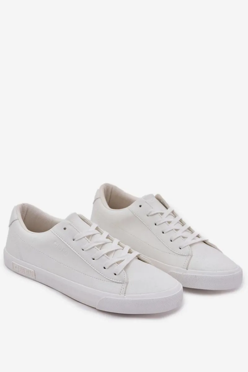 Clearance Męskie Klasyczne Niskie Trampki Z Eko Skóry Big Star NN174250 Białe Męskie Trampki Męskie Big Star|Trampki Niskie