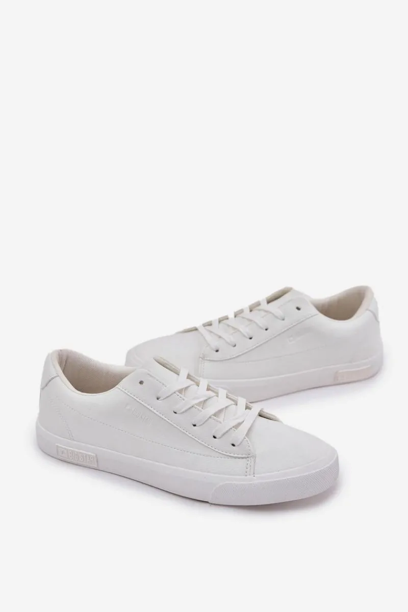 Clearance Męskie Klasyczne Niskie Trampki Z Eko Skóry Big Star NN174250 Białe Męskie Trampki Męskie Big Star|Trampki Niskie