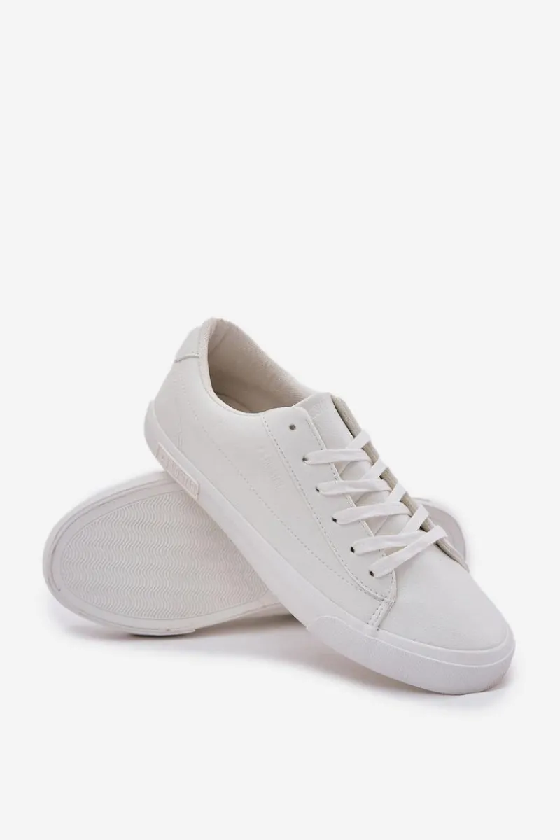 Clearance Męskie Klasyczne Niskie Trampki Z Eko Skóry Big Star NN174250 Białe Męskie Trampki Męskie Big Star|Trampki Niskie