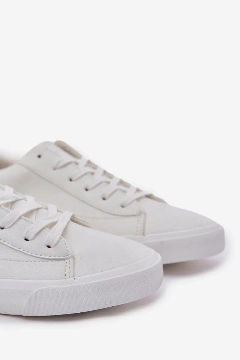 Clearance Męskie Klasyczne Niskie Trampki Z Eko Skóry Big Star NN174250 Białe Męskie Trampki Męskie Big Star|Trampki Niskie