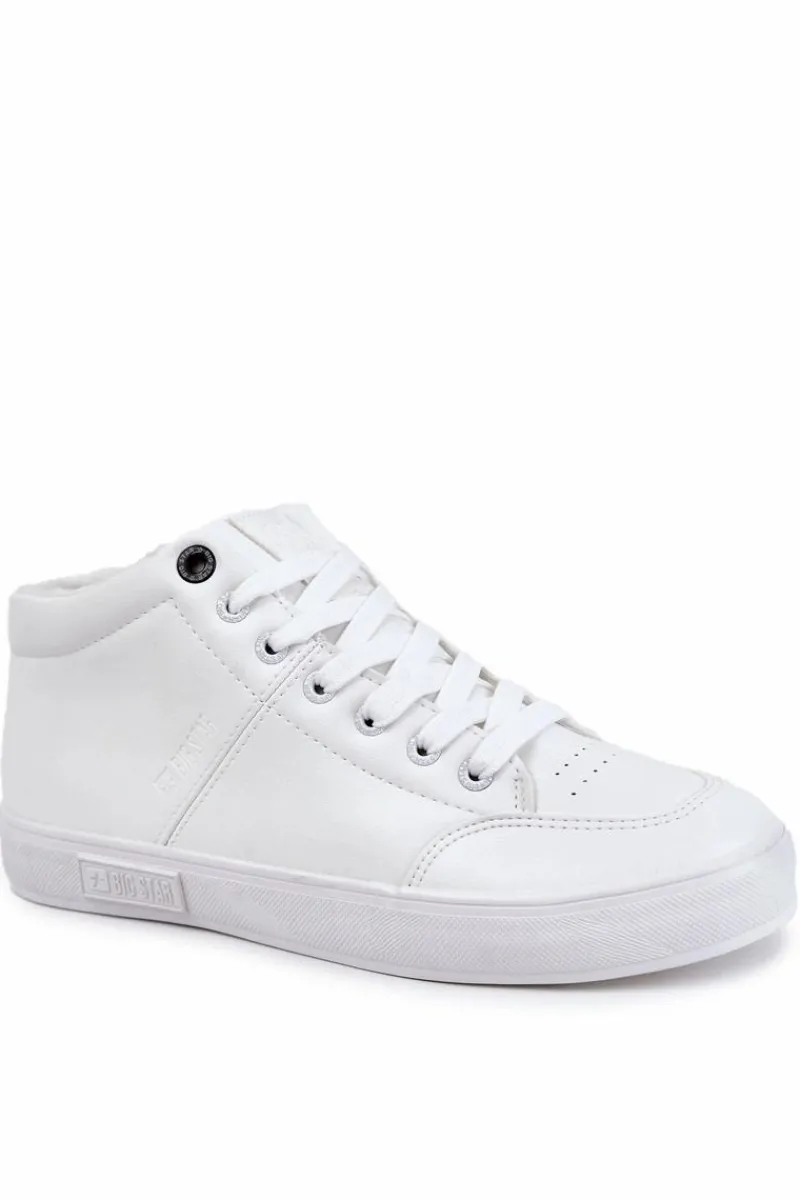 Trampki Męskie Big Star|Trampki Wysokie>Big Star Shoes Męskie Klasyczne Skórzane Trampki Big Star KK174347 Białe