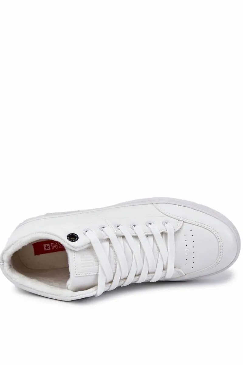 Trampki Męskie Big Star|Trampki Wysokie>Big Star Shoes Męskie Klasyczne Skórzane Trampki Big Star KK174347 Białe