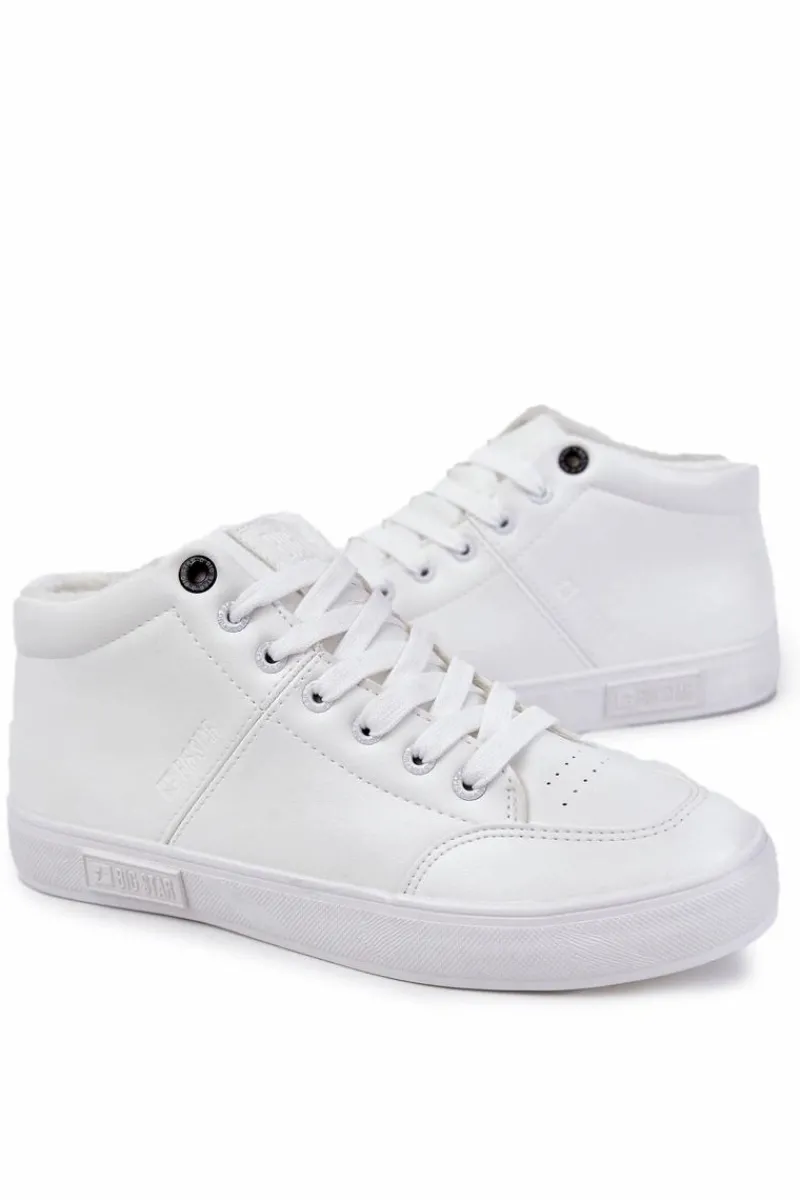 Trampki Męskie Big Star|Trampki Wysokie>Big Star Shoes Męskie Klasyczne Skórzane Trampki Big Star KK174347 Białe