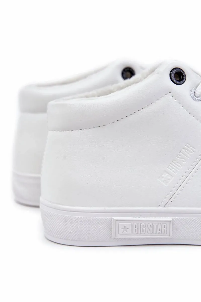 Trampki Męskie Big Star|Trampki Wysokie>Big Star Shoes Męskie Klasyczne Skórzane Trampki Big Star KK174347 Białe