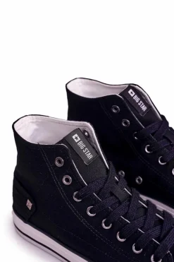 Online Męskie Klasyczne Wysokie Trampki BIG STAR DD174249 Czarne Męskie Trampki Męskie Big Star|Trampki Wysokie