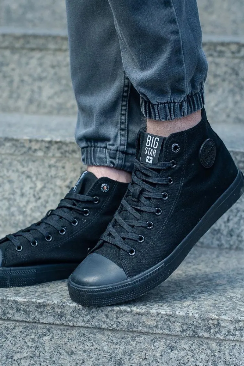 New Męskie Klasyczne Wysokie Trampki BIG STAR FF174550 Czarne Męskie Trampki Męskie Big Star|Trampki Wysokie