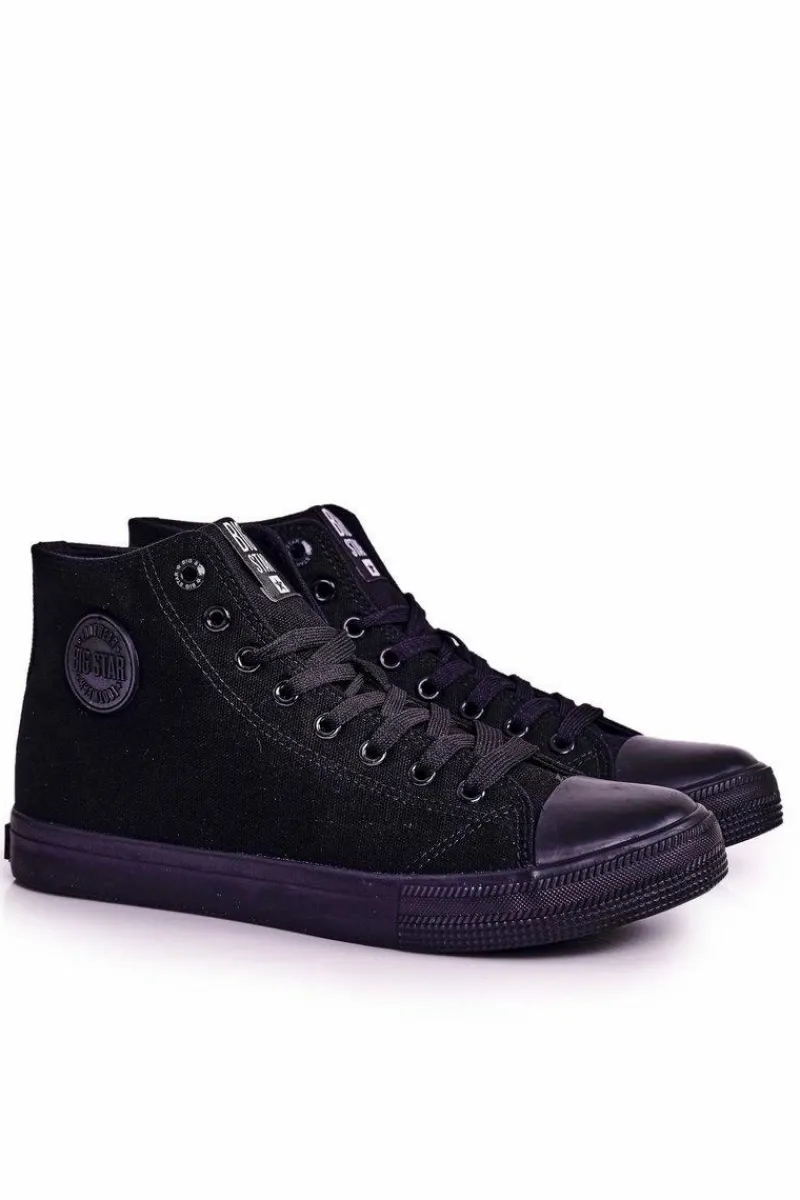 New Męskie Klasyczne Wysokie Trampki BIG STAR FF174550 Czarne Męskie Trampki Męskie Big Star|Trampki Wysokie