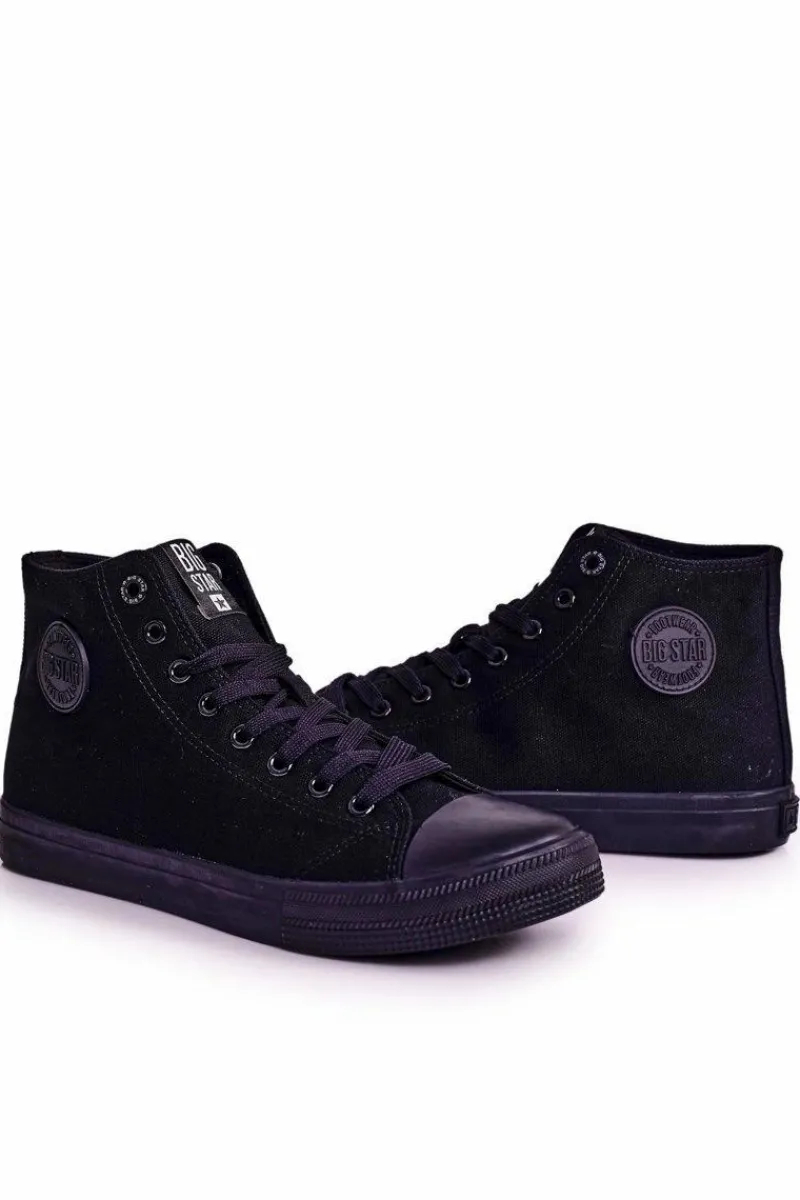 New Męskie Klasyczne Wysokie Trampki BIG STAR FF174550 Czarne Męskie Trampki Męskie Big Star|Trampki Wysokie