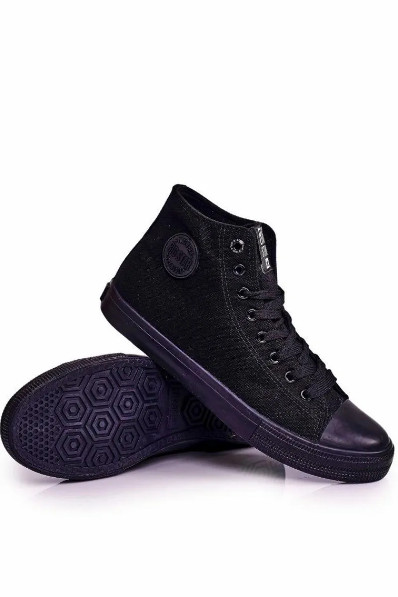 New Męskie Klasyczne Wysokie Trampki BIG STAR FF174550 Czarne Męskie Trampki Męskie Big Star|Trampki Wysokie