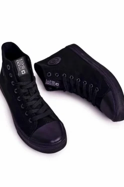New Męskie Klasyczne Wysokie Trampki BIG STAR FF174550 Czarne Męskie Trampki Męskie Big Star|Trampki Wysokie