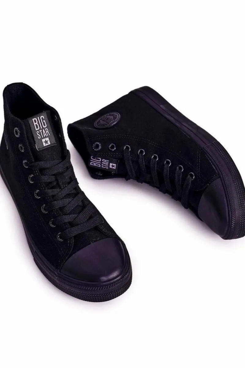 New Męskie Klasyczne Wysokie Trampki BIG STAR FF174550 Czarne Męskie Trampki Męskie Big Star|Trampki Wysokie