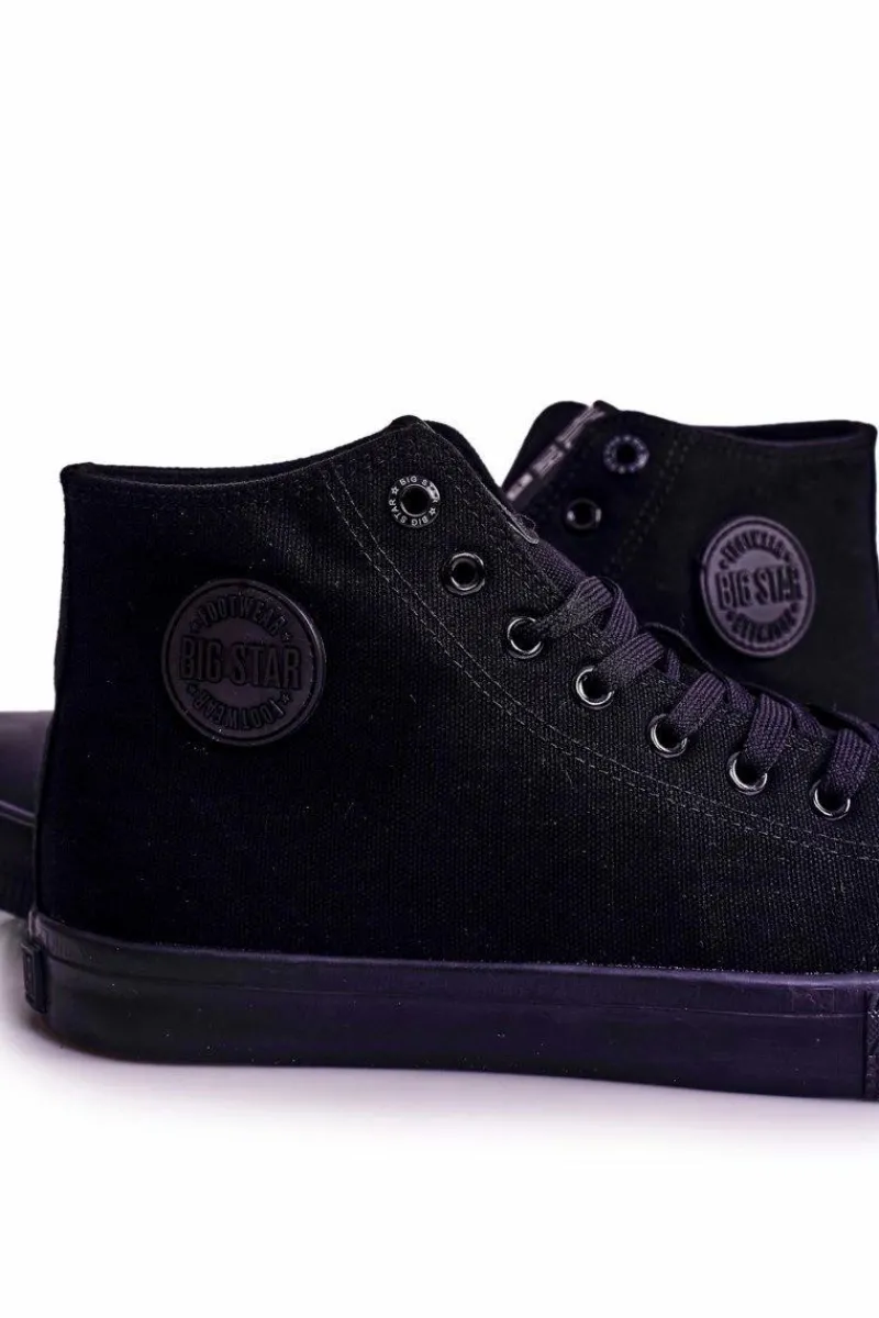 New Męskie Klasyczne Wysokie Trampki BIG STAR FF174550 Czarne Męskie Trampki Męskie Big Star|Trampki Wysokie