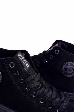New Męskie Klasyczne Wysokie Trampki BIG STAR FF174550 Czarne Męskie Trampki Męskie Big Star|Trampki Wysokie