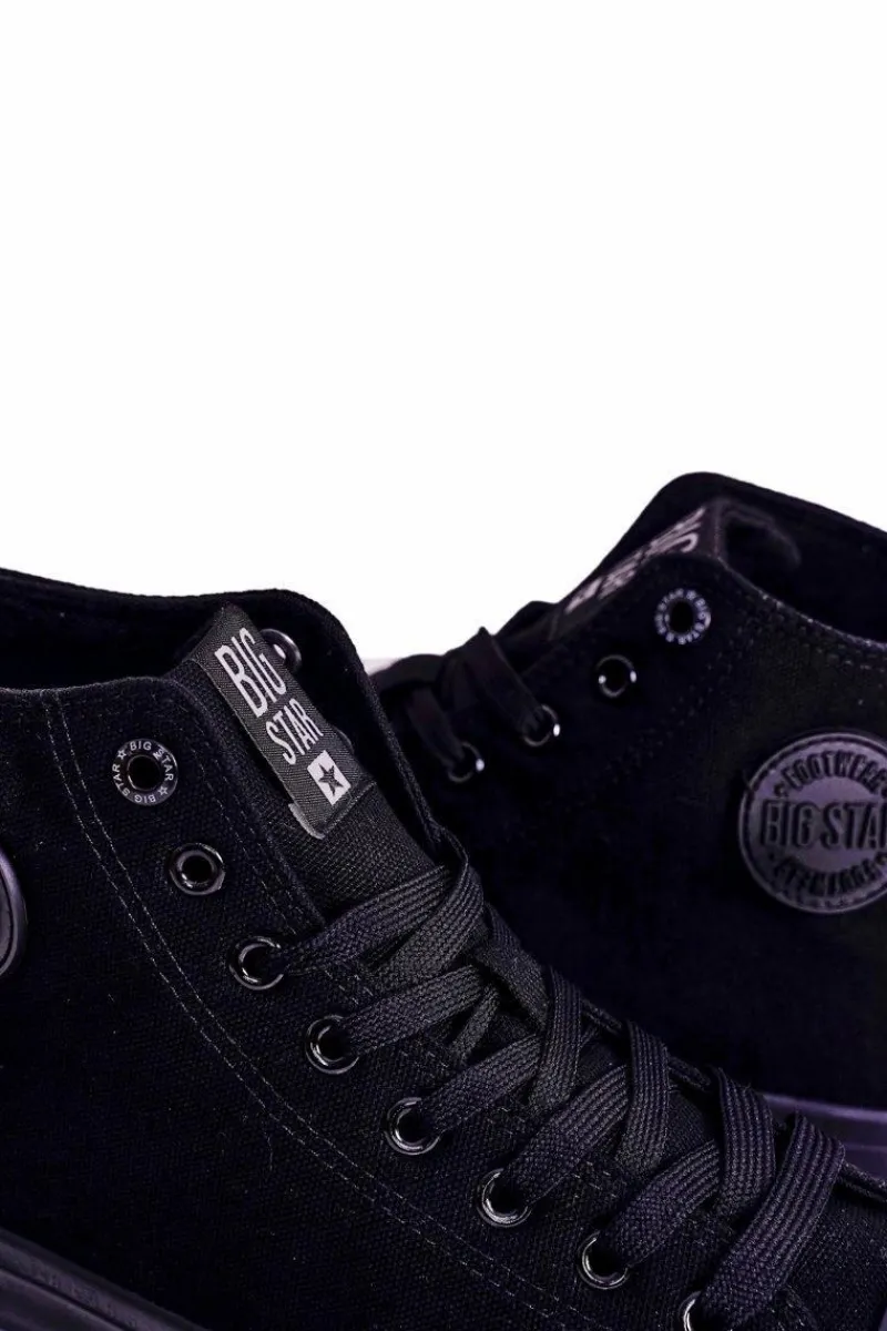 New Męskie Klasyczne Wysokie Trampki BIG STAR FF174550 Czarne Męskie Trampki Męskie Big Star|Trampki Wysokie