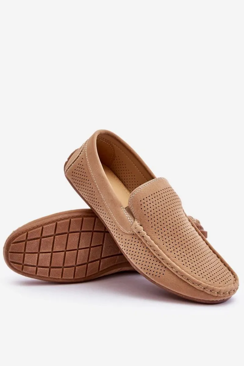 New Męskie Klasyczne Zamszowe Mokasyny Beżowe Felixo Męskie Mokasyny Wsuwane