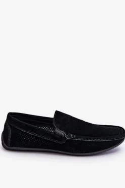 Evento Męskie Klasyczne Zamszowe Mokasyny Czarne Felixo Czarny
