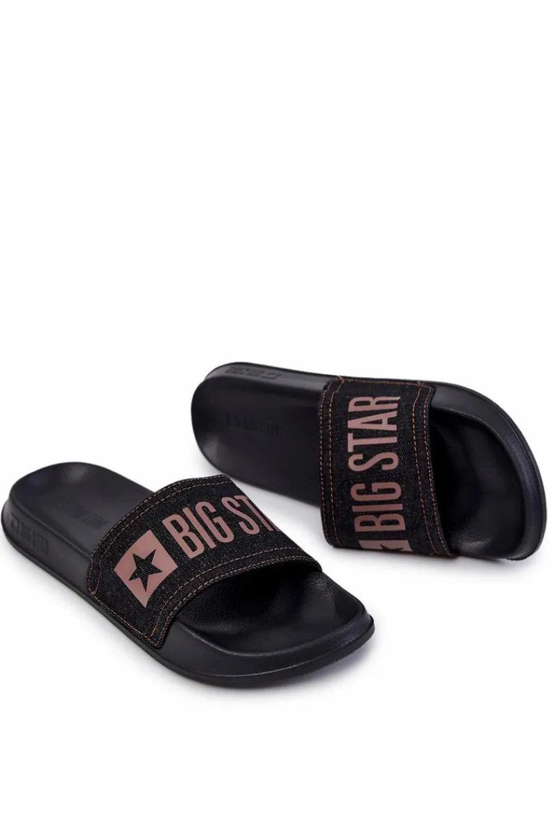 Sale Big Star Shoes Męskie Lekkie Klapki Big Star JJ174533 Czarne