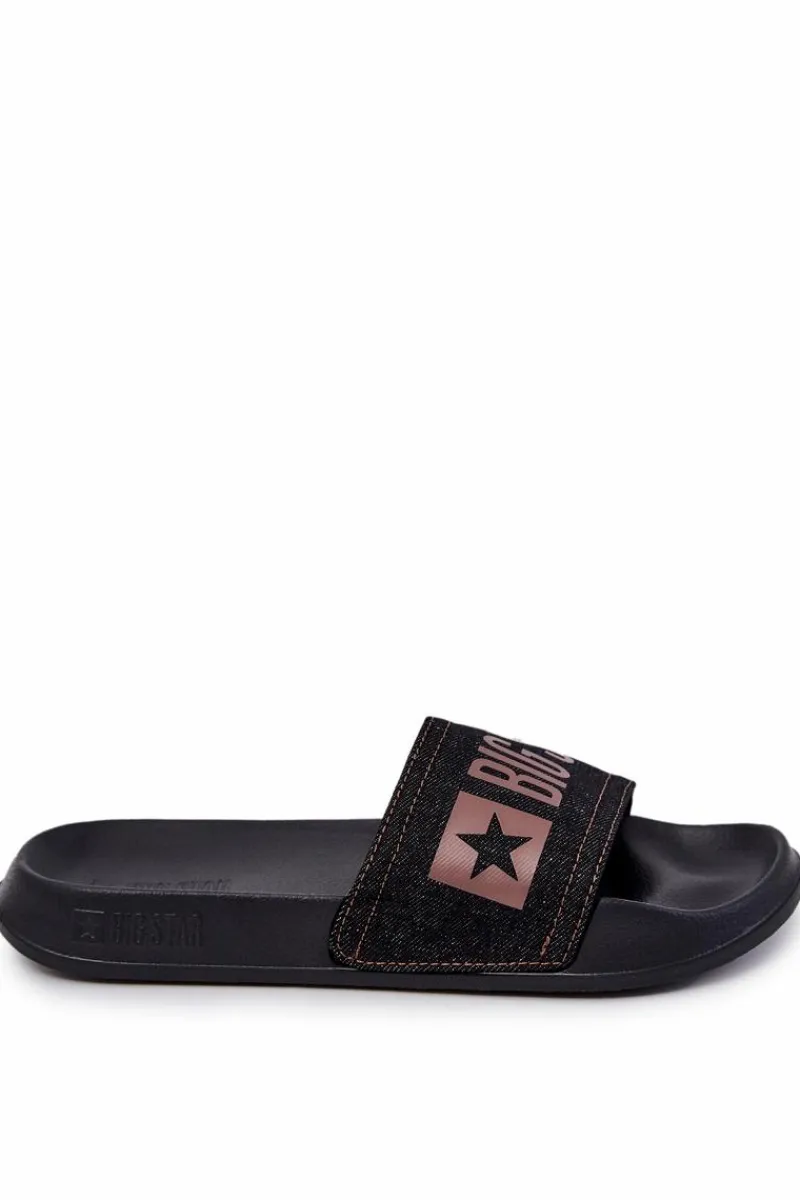 Sale Big Star Shoes Męskie Lekkie Klapki Big Star JJ174533 Czarne