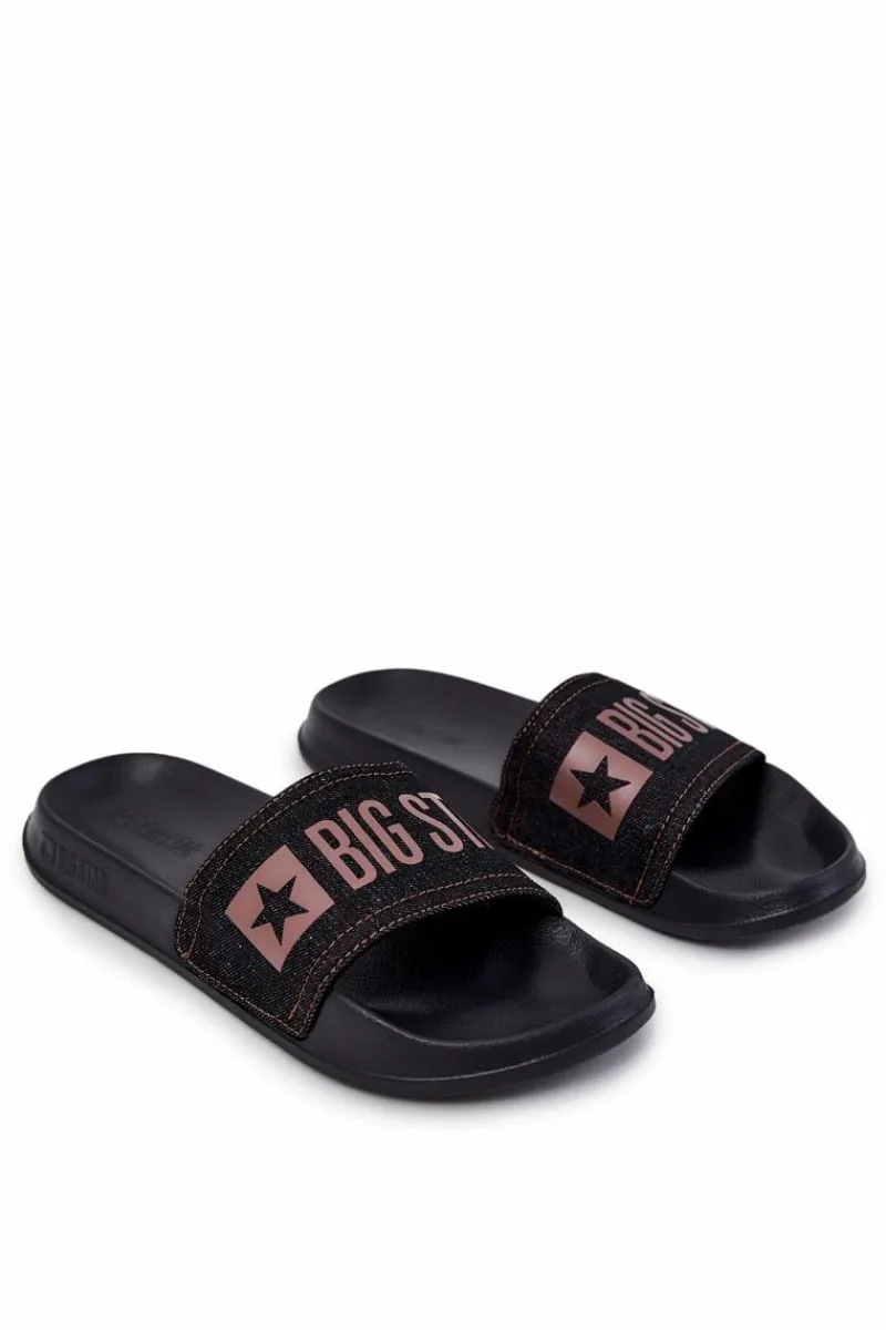 Sale Big Star Shoes Męskie Lekkie Klapki Big Star JJ174533 Czarne