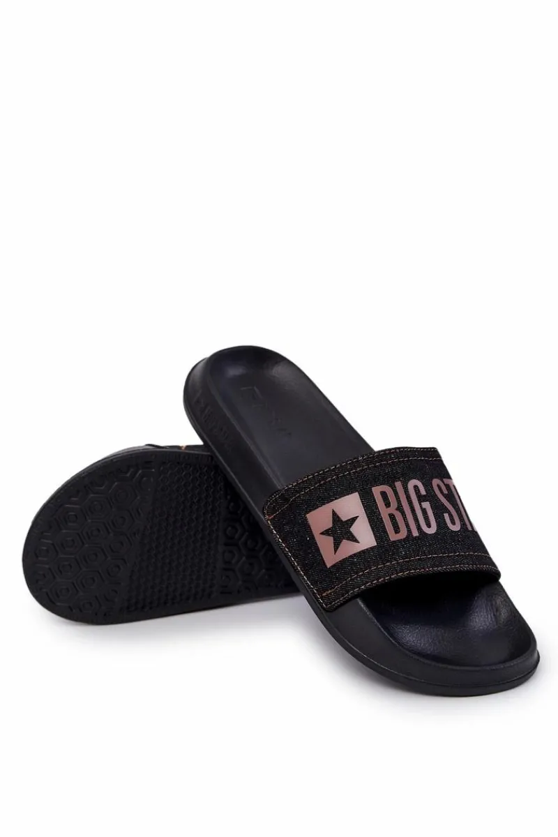Sale Big Star Shoes Męskie Lekkie Klapki Big Star JJ174533 Czarne