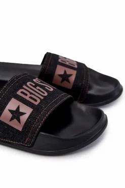 Sale Big Star Shoes Męskie Lekkie Klapki Big Star JJ174533 Czarne