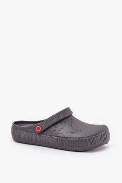 New Męskie Lekkie Klapki Chodaki Big Star II175007 Szare Męskie Klapki Męskie Klasyczne