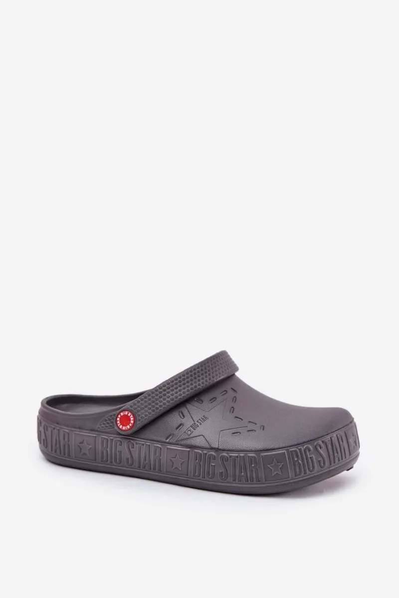 New Męskie Lekkie Klapki Chodaki Big Star II175007 Szare Męskie Klapki Męskie Klasyczne