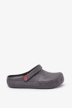 New Męskie Lekkie Klapki Chodaki Big Star II175007 Szare Męskie Klapki Męskie Klasyczne