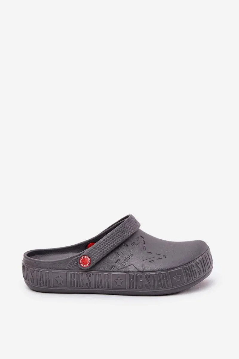 New Męskie Lekkie Klapki Chodaki Big Star II175007 Szare Męskie Klapki Męskie Klasyczne