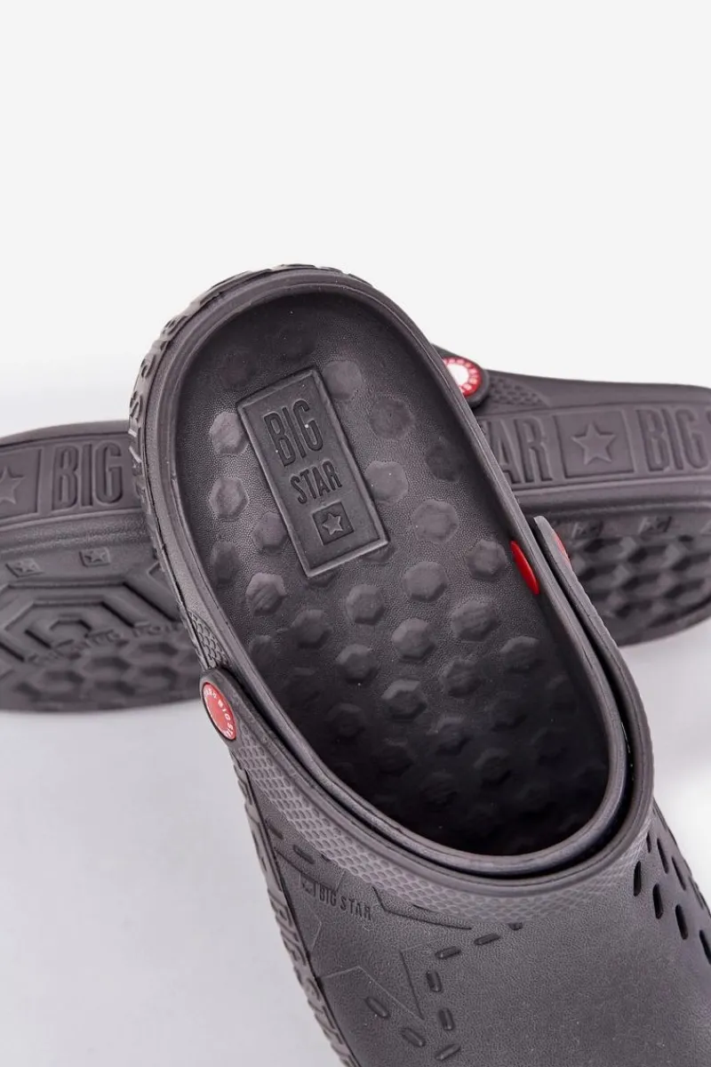 New Męskie Lekkie Klapki Chodaki Big Star II175007 Szare Męskie Klapki Męskie Klasyczne