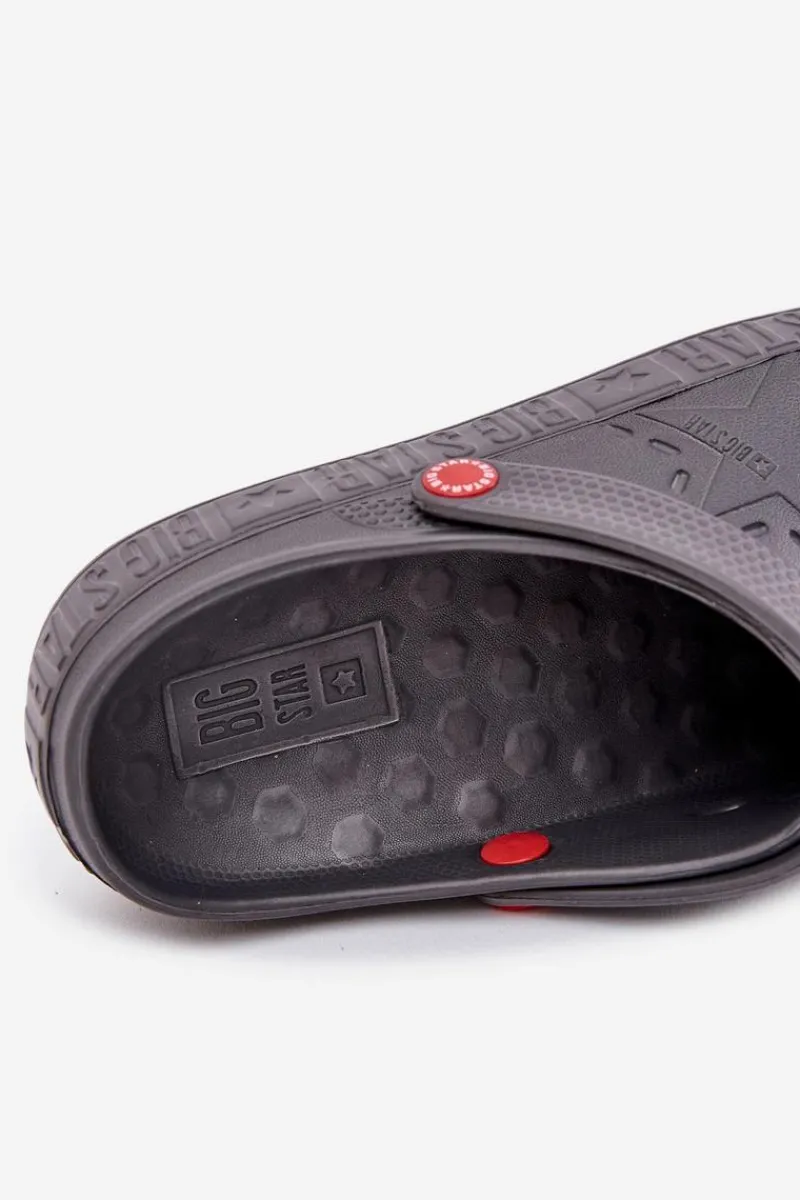 New Męskie Lekkie Klapki Chodaki Big Star II175007 Szare Męskie Klapki Męskie Klasyczne