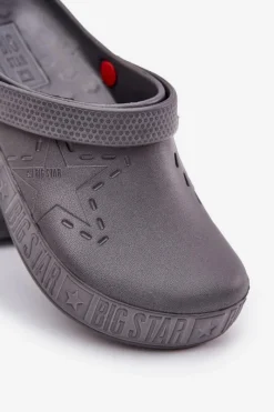 New Męskie Lekkie Klapki Chodaki Big Star II175007 Szare Męskie Klapki Męskie Klasyczne