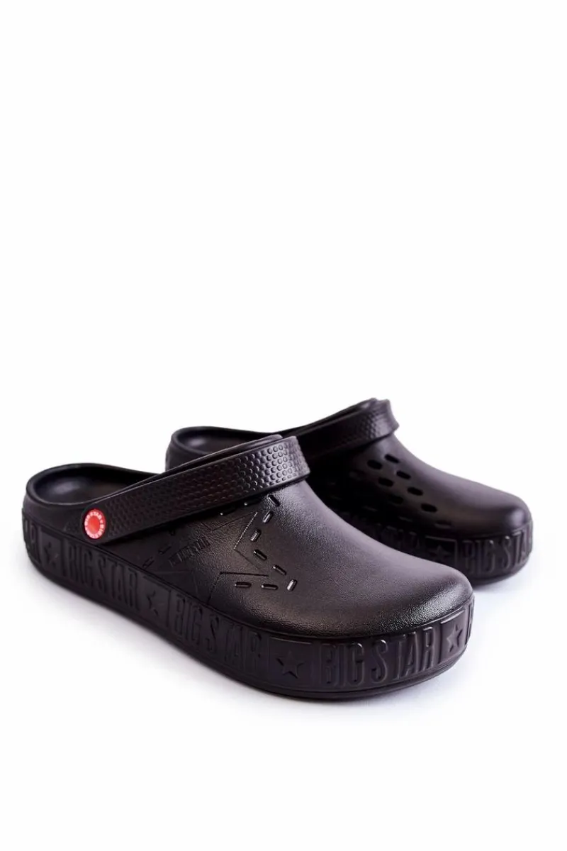 Hot Big Star Shoes Męskie Lekkie Klapki Chodaki Big Star II175001 Czarne Czarny