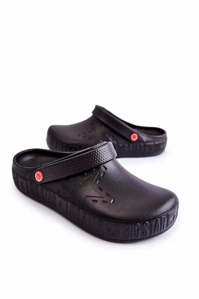 Hot Big Star Shoes Męskie Lekkie Klapki Chodaki Big Star II175001 Czarne Czarny