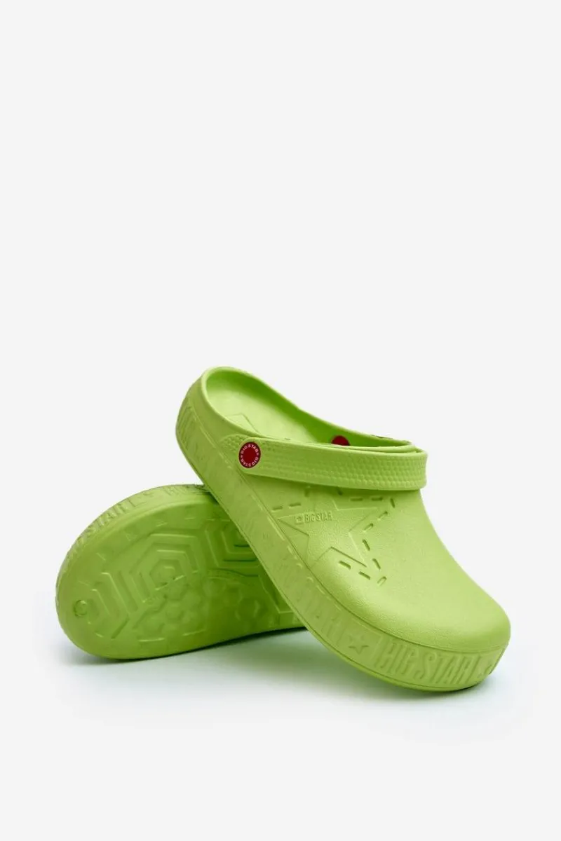 Męskie Lekkie Klapki Chodaki Big Star II175005 Zielone Męskie Klapki Męskie Klasyczne