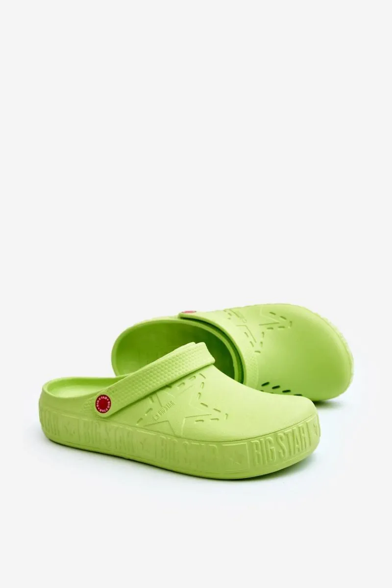 Męskie Lekkie Klapki Chodaki Big Star II175005 Zielone Męskie Klapki Męskie Klasyczne