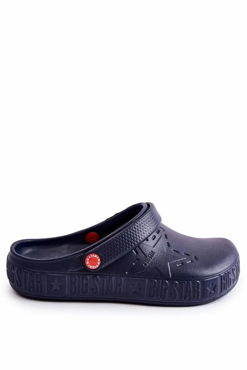 Klapki Męskie Klasyczne>Big Star Shoes Męskie Lekkie Klapki Chodaki Big Star II175002 Granatowe Niebieski