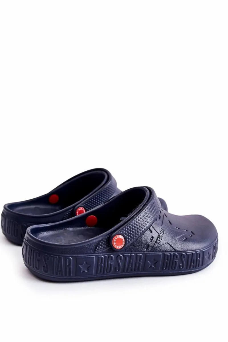 Klapki Męskie Klasyczne>Big Star Shoes Męskie Lekkie Klapki Chodaki Big Star II175002 Granatowe Niebieski