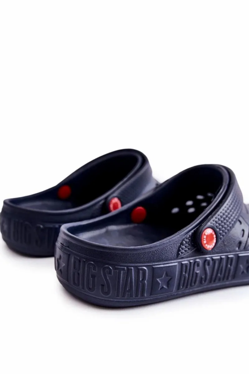 Klapki Męskie Klasyczne>Big Star Shoes Męskie Lekkie Klapki Chodaki Big Star II175002 Granatowe Niebieski