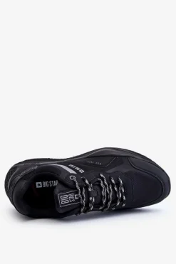 Outlet Męskie Lekkie Sneakersy Memory Foam System Big Star LL174150 Czarne Męskie Obuwie Sportowe Męskie