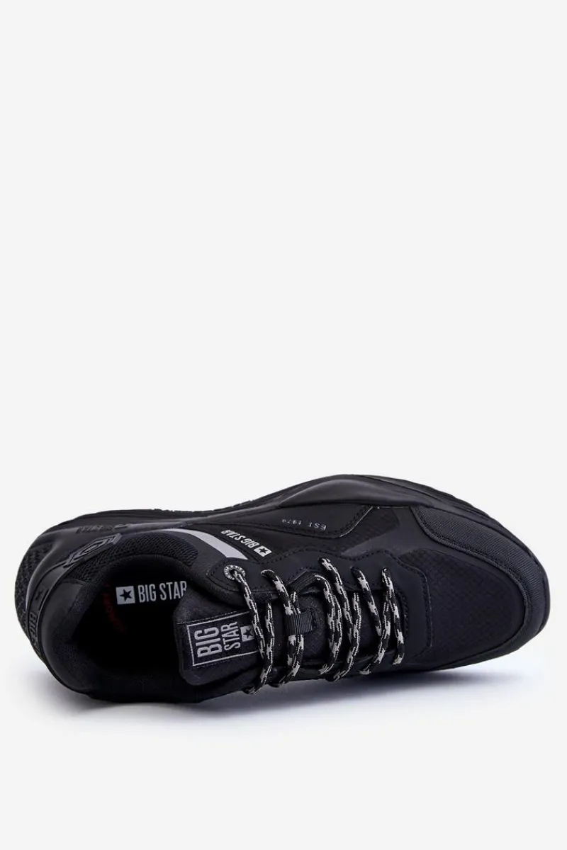 Outlet Męskie Lekkie Sneakersy Memory Foam System Big Star LL174150 Czarne Męskie Obuwie Sportowe Męskie