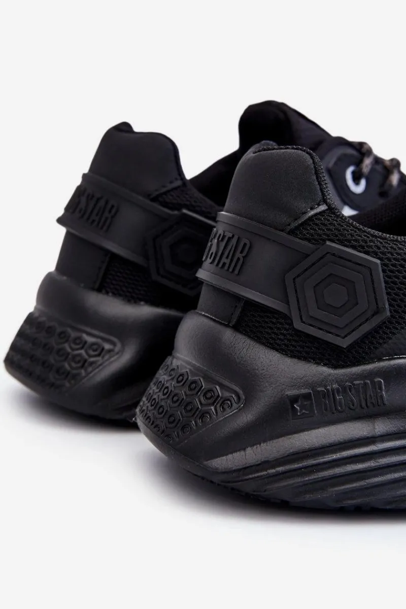 Outlet Męskie Lekkie Sneakersy Memory Foam System Big Star LL174150 Czarne Męskie Obuwie Sportowe Męskie