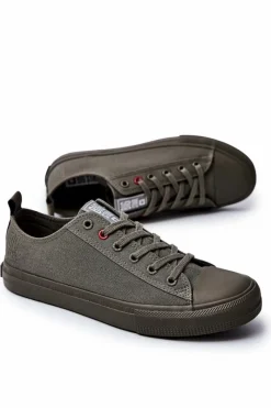 Trampki Męskie Big Star|Trampki Niskie>Big Star Shoes Męskie Materiałowe Trampki BIG STAR JJ174004 Khaki