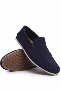 Best GOE Męskie Mokasyny Granatowe Nubuk FF1N3059