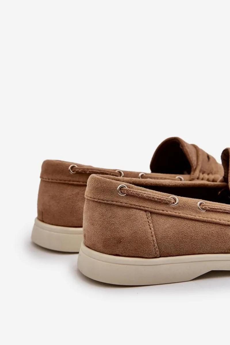 New Męskie Mokasyny Z Eko Zamszu Beżowe Rivanell Męskie Mokasyny Wsuwane